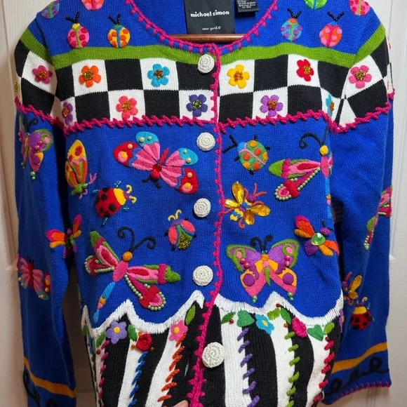 rare vintage michael simon butterfly sweater NWT - Picture 4 of 15